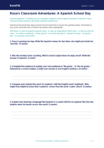 Free School Worksheet | Grade 3 | Spanish | BookFlik