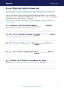 Free Sports Activity Sheet | Grade 3 | Spanish | BookFlik