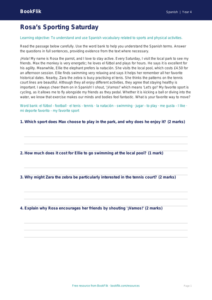 Free Sports Comprehension | Grade 3 | Spanish | BookFlik