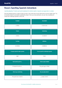 Free Sports Flashcards | Grade 3 | Spanish | BookFlik