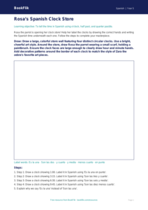 Free Telling The Time Drawing Sheet | Grade 4 | Spanish | BookFlik