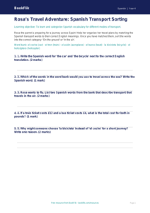 Free Transport Activity Sheet | Grade 3 | Spanish | BookFlik