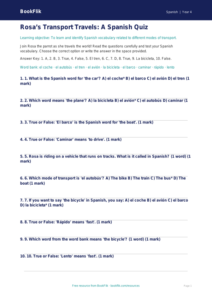 Spanish transport quiz grade 3 core