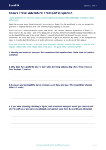 Free Spanish Transport Track Sheet | Grade 3 | BookFlik