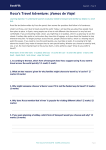 Free Transport Comprehension | Grade 4 | Spanish | BookFlik
