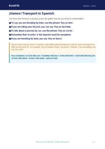 Free Spanish Transport Poster | Grade 4 | BookFlik