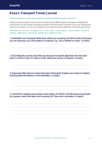 Spanish Transport Vocabulary Worksheet | Grade 4 | BookFlik