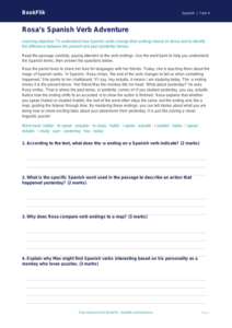 Free Verbs And Tenses Comprehension | Grade 3 | Spanish | BookFlik
