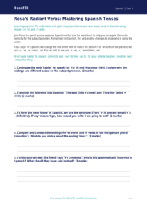 Free Verbs And Tenses Worksheet | Grade 3 | Spanish | BookFlik