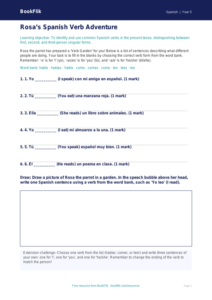 Free Verbs And Tenses Activity Sheet | Grade 4 | Spanish | BookFlik