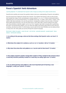Free Verbs And Tenses Comprehension | Grade 4 | Spanish | BookFlik