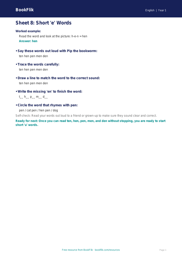 Free 3a Track Sheet | Kindergarten ELA | BookFlik worksheet preview — English 3A