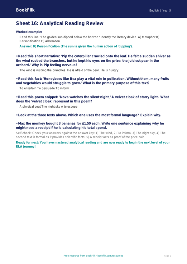 Free F Track Sheet | Grade 4 | ELA | BookFlik worksheet preview — English F