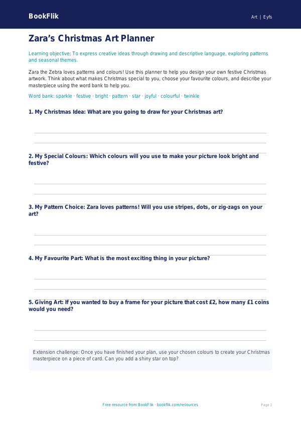 Free Christmas Art Template | Foundation | Art | BookFlik worksheet preview — Art Christmas Art