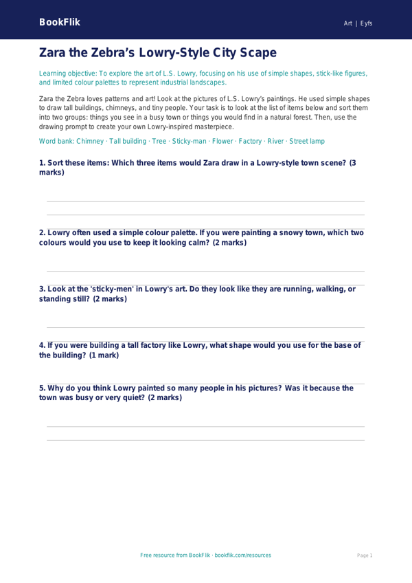 L.S. Lowry Art Activity Sheet | Foundation | Australian Curriculum worksheet preview — Art Lowry
