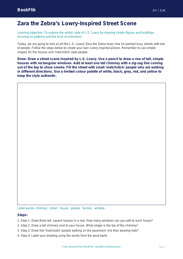 Lowry Drawing Sheet for Foundation | Free Australian Art Resource worksheet preview — Art Lowry