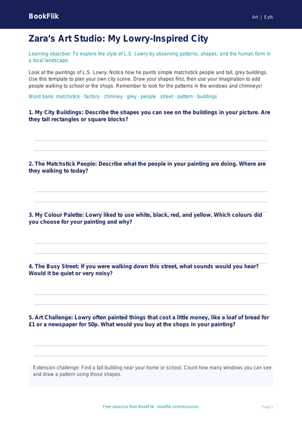 Lowry Template for Foundation Art | Australian Curriculum worksheet preview — Art Lowry
