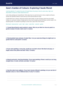 Free Monet Worksheet | Foundation | Art | BookFlik