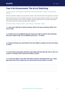 Free Sketching Assessment | Year 4 | Art | BookFlik