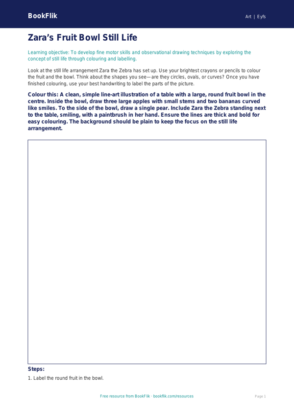 Free Still Life Colouring Page | Foundation | Art | BookFlik worksheet preview — Art Still Life