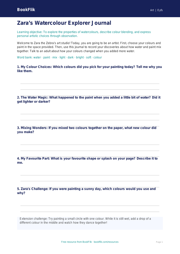 Free Watercolour Template | Foundation | Art | BookFlik worksheet preview — Art Watercolour