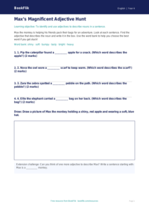 Free Adjectives Activity Sheet | Year 4 | English | BookFlik
