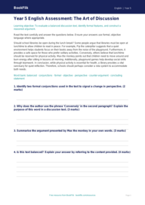 Discussion Texts Assessment Year 5 | Free English Resource | BookFlik