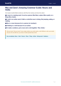 Free Nouns And Verbs Poster | Year 4 | English | BookFlik