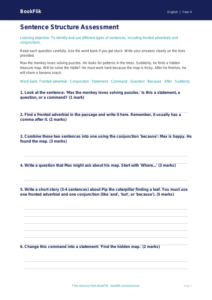 Free Sentence Structure Assessment | Year 4 | English | BookFlik