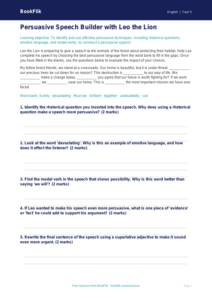 Free Speech Writing Activity Sheet | Year 5 | English | BookFlik