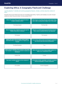 Free Africa Flashcards | Year 5 | Geography | BookFlik