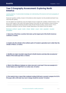 Free North America Assessment | Year 5 | Geography | BookFlik