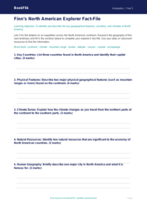 North America Geography Worksheet | Year 5 Australian Curriculum