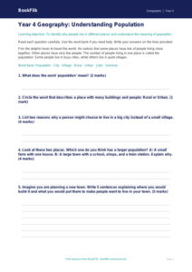 Free Population Assessment | Year 4 | Geography | BookFlik