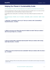 Free Sustainability Writing Frame | Year 4 | Geography | BookFlik