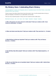 Free Black History Month Writing Frame | Year 1 | History | BookFlik