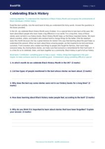 Free Black History Month Comprehension | Year 4 | History | BookFlik