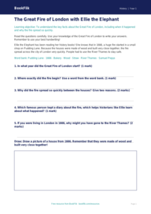 Free Great Fire Of London Worksheet | Year 1 | History | BookFlik