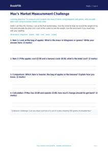 Free Measurement Template | Year 4 | Maths | BookFlik