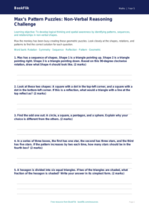 Free Non Verbal Reasoning Worksheet | Year 5 | Maths | BookFlik