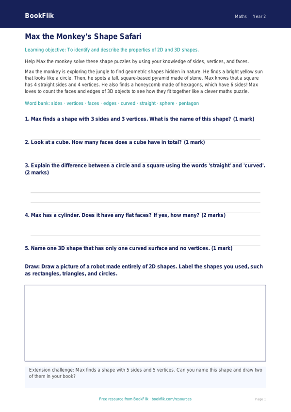Free Shape Track Sheet | Year 2 | Maths | BookFlik worksheet preview — Maths Shape