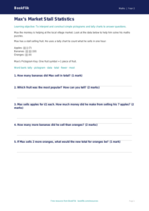 Free Statistics Worksheet | Year 2 | Maths | BookFlik