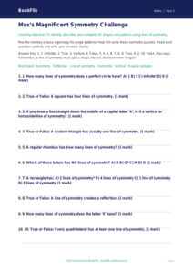 Symmetry Quiz Year 5 | Maths Worksheet | BookFlik