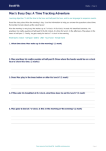 Free Time Track Sheet | Year 1 | Maths | BookFlik