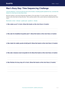 Free Time Activity Sheet | Year 2 Maths | BookFlik