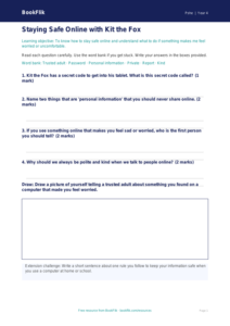 Free Online Safety Worksheet | Year 4 | HASS / Personal Development | BookFlik