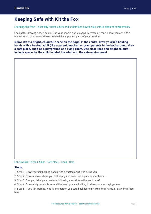 Free Personal Safety Drawing Sheet | Foundation | HASS / Personal Development | BookFlik worksheet preview — Pshe Personal Safety