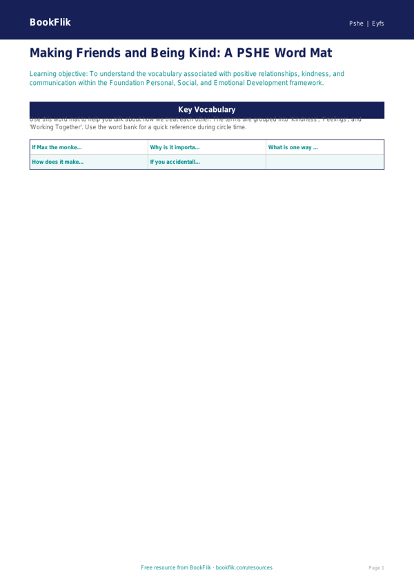 Free Relationships Word Mat | Foundation | HASS / Personal Development | BookFlik worksheet preview — Pshe Relationships