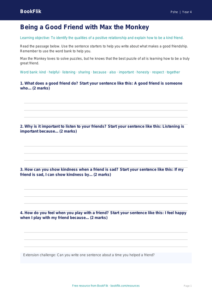 Free Relationships Writing Frame | Year 4 | HASS / Personal Development | BookFlik