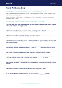 Free Wellbeing Quiz | Year 4 | HASS / Personal Development | BookFlik
